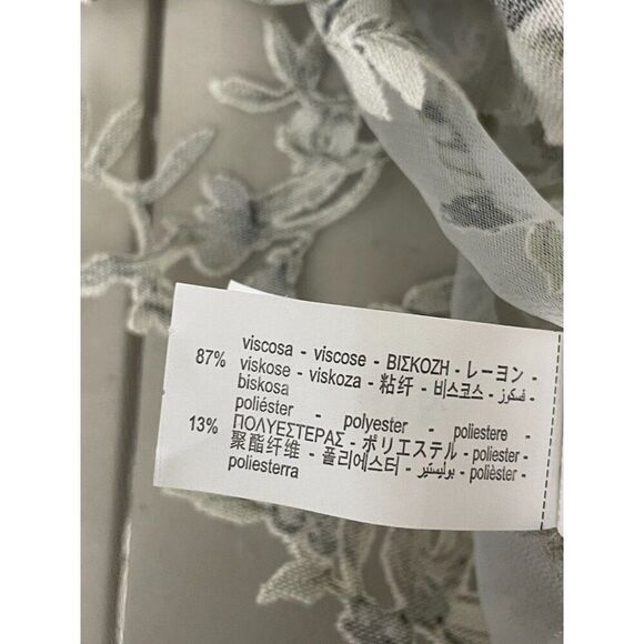 Zara Womens Top S White Green Floral Chiffon Sheer Button Up Long Sleeve NWOT - Picture 4 of 7